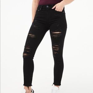 High Rise Aeropostale Black Ripped Jeans